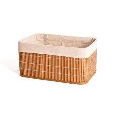 Cesta De Bambú Forrada Con Tela