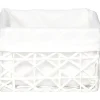 Cesta de baño blanca forrada con tejido 11x15cm