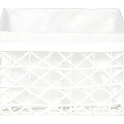 Cesta de baño blanca forrada con tejido 18x21cm