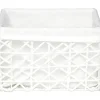 Cesta de baño blanca forrada con tejido 15x19cm