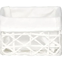 Cesta de baño blanca forrada con tejido