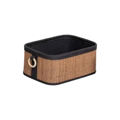 Cesta de baño de bambú con asa de madera 23x33cm
