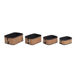 Cesta de baño de bambú con asa de madera 23x33cm