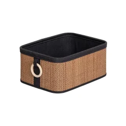 Cesta de baño de bambú con asa de madera 26x36cm