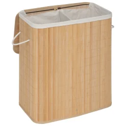 Cesta de baño de bambú con tejido doble