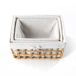 Cesta de baño natural y lino 35X28X17cm