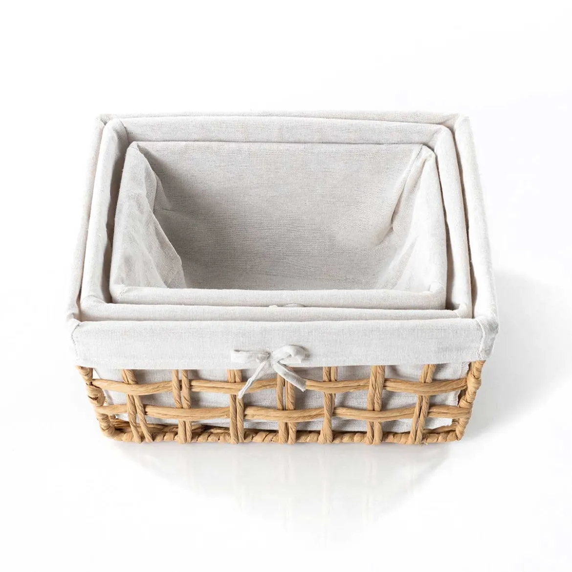 Cesta de baño natural y lino 35X28X17cm