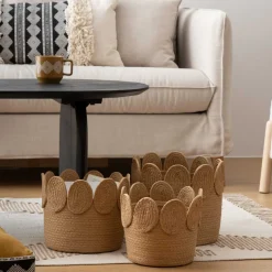 Cesta De Rafia Beige Inu 29cm