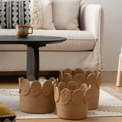 Cesta De Rafia Beige Inu 26cm