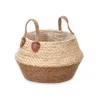 Cesta De Rafia Beige y Marrón 30cm