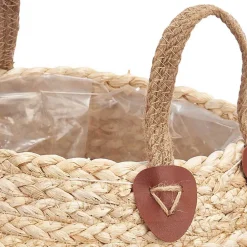 Cesta De Rafia Beige y Marrón 30cm