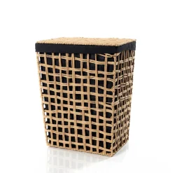 Cesta de ropa de baño negra y beige 48cm