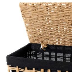 Cesta de ropa de baño negra y beige 48cm