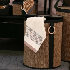 Cesta para colada con tapa y asa de madera 29cm