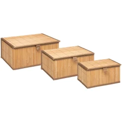 Cesta P/Baño De Bambú C/Tapa Tam.1/3
