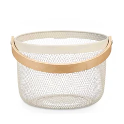 Cesta redonda de metal blanco 25.5cm
