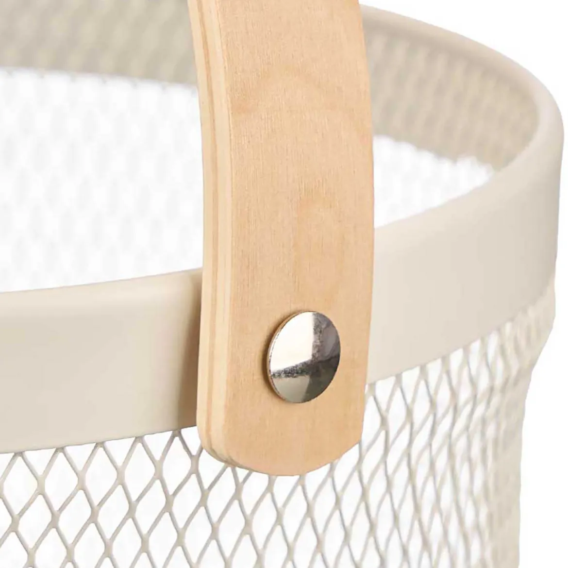 Cesta redonda de metal blanco 25.5cm