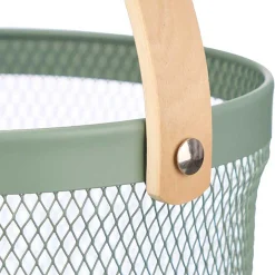 Cesta redonda de metal verde 25.5cm