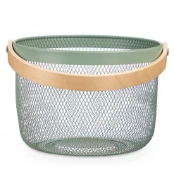 Cesta redonda de metal verde 25.5cm