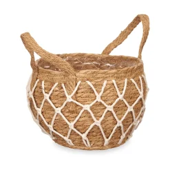 Cesta Redonda De Rafia Beige 20cm