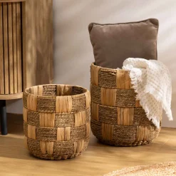 Cesta redonda NADI marrón de yute 24cm