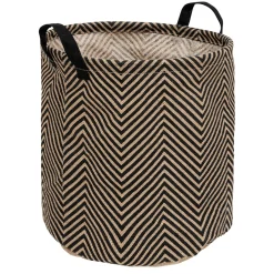 Cesta VALY zig-zag beige y negro de yute 32cm