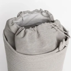 Cesta wc beige de algodón 37x50cm