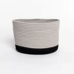 Cesta wc beige de algodón 28x22cm