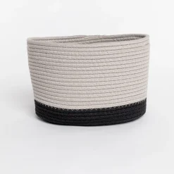 Cesta wc beige de algodón 32x25cm