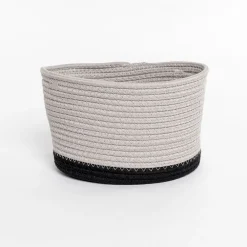 Cesta wc beige de algodón 25x20cm