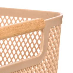 Cesto beige con asa de bambú 36x22cm
