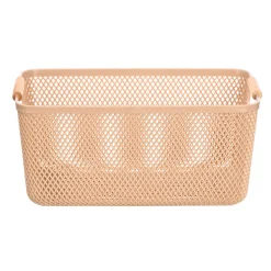 Cesto beige con asa de bambú 32x20.5cm