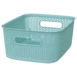Cesto De Almacenaje De Crochet Azul 4L