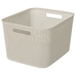 Cesto De Almacenaje De Crochet Beige 19L