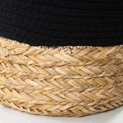 Cesto de baño negro y natural 45cm