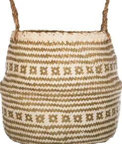 Cesto Decorativo Con Asas Beige 35x30Cm