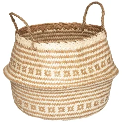 Cesto Decorativo Con Asas Beige 35x30Cm
