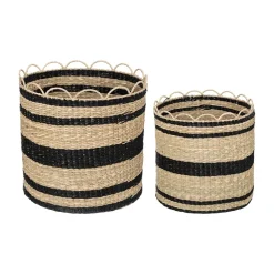 Cesto De Rafia Beige 35x35x35Cm