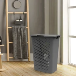 Cesto De Ropa Con Tapa Gris 50L