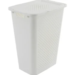 Cesto de ropa PIXEL blanco con tapa 50l