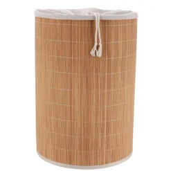 Cesto de ropa plegable marrón de bambú