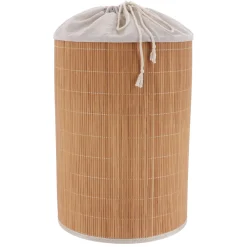 Cesto de ropa plegable marrón de bambú