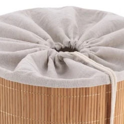 Cesto de ropa plegable marrón de bambú