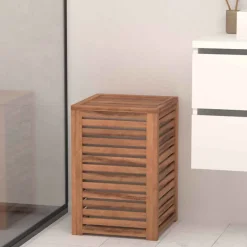 Cesto de ropa wc de madera acacia 65l