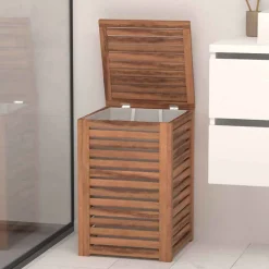 Cesto de ropa wc de madera acacia 65l