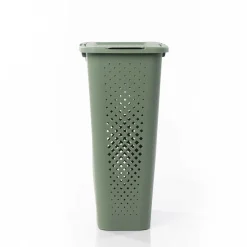 Cesto para ropa PIXEL verde con tapa 40l