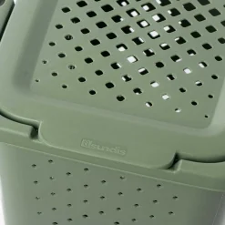 Cesto para ropa PIXEL verde con tapa 40l