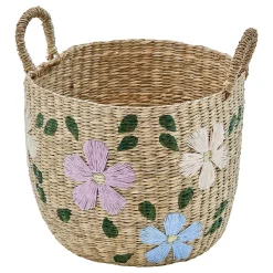Cesto SAUV bordado con flores 30cm