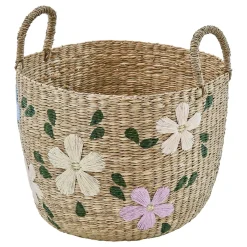 Cesto SAUV bordado con flores 35cm