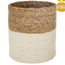 Cesto Seagrass Natural Y Blanco 18cm
